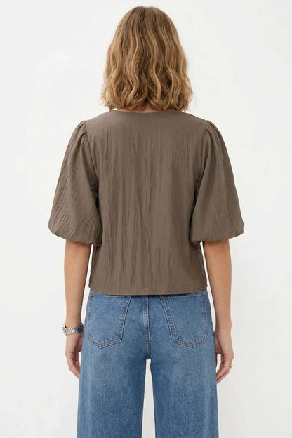 Puff Sleeve Button Up Blouse