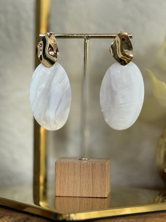 Color Coated Shell Oval Earrings