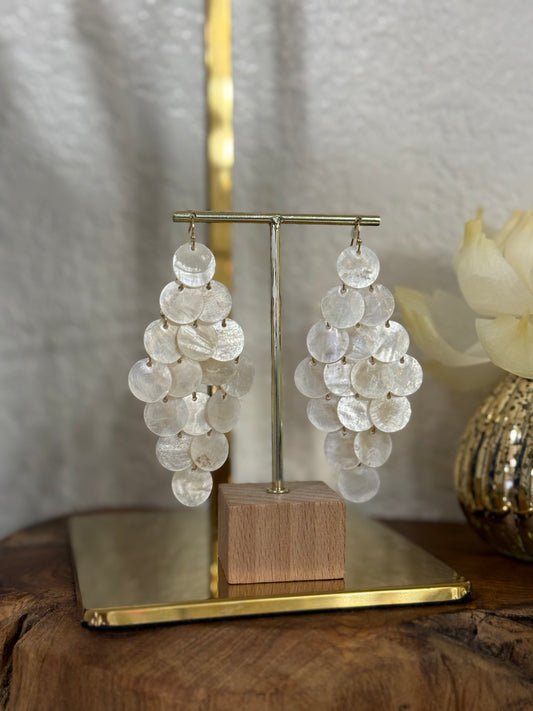 Chandelier Disk Shell Earrings