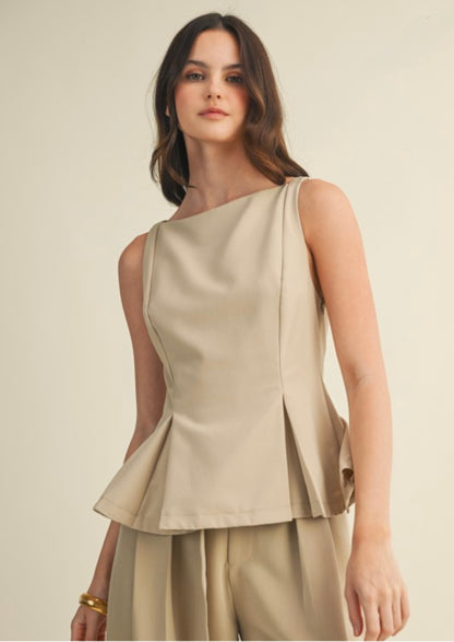 Boat Neck Sleeveless Top