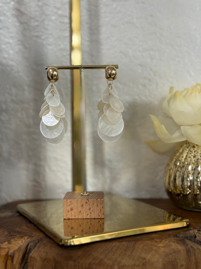 Fringe Disk Shell Earrings