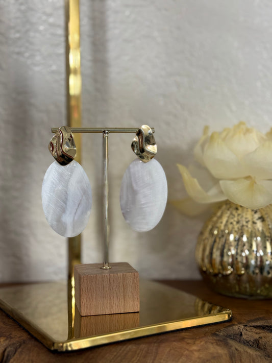 Color Coated Shell Oval Earrings