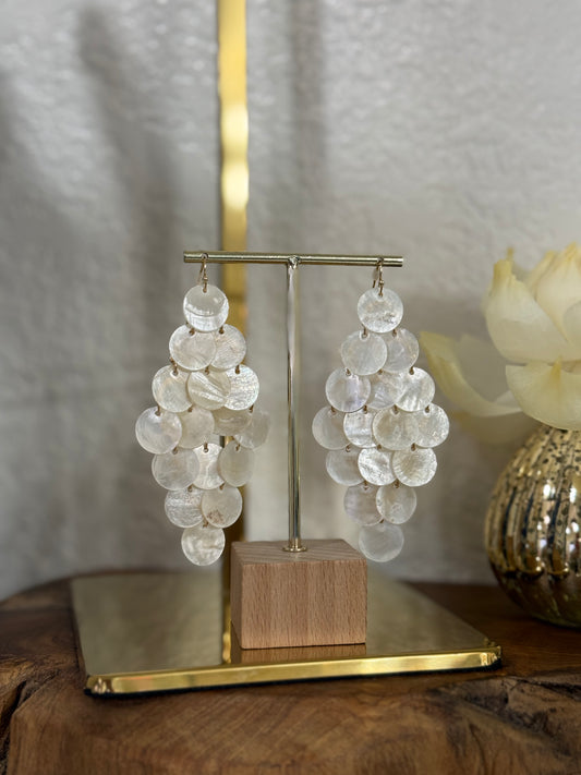 Chandelier Disk Shell Earrings