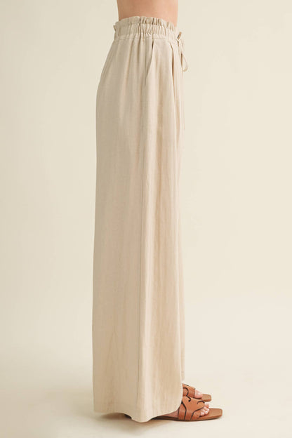 Cinched Waist Cascading Pleated Pants