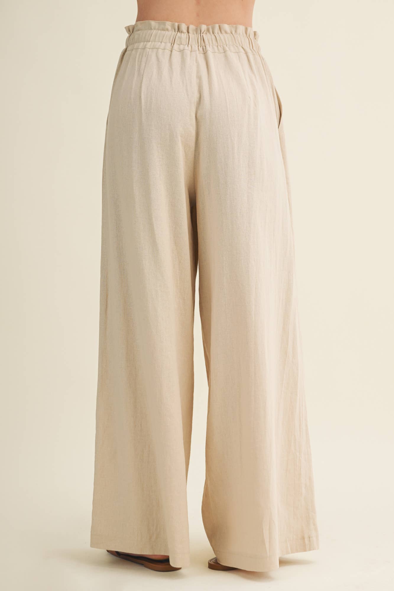 Cinched Waist Cascading Pleated Pants