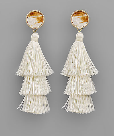 Tassel Cowhide Earrings